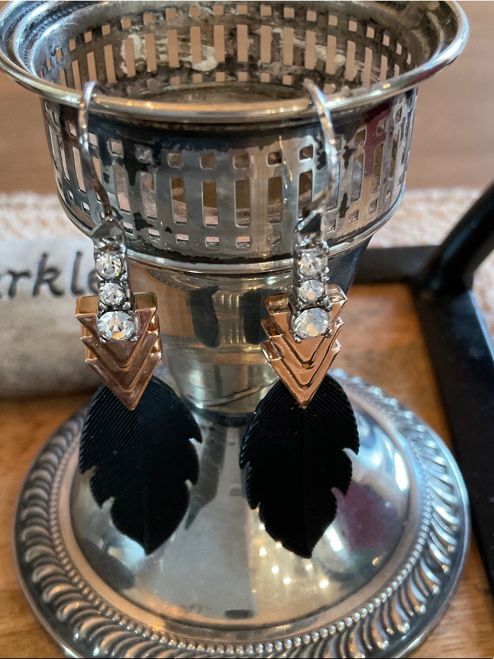 Raven Stella & Dot Feather Drop Earrings-Limited Edition